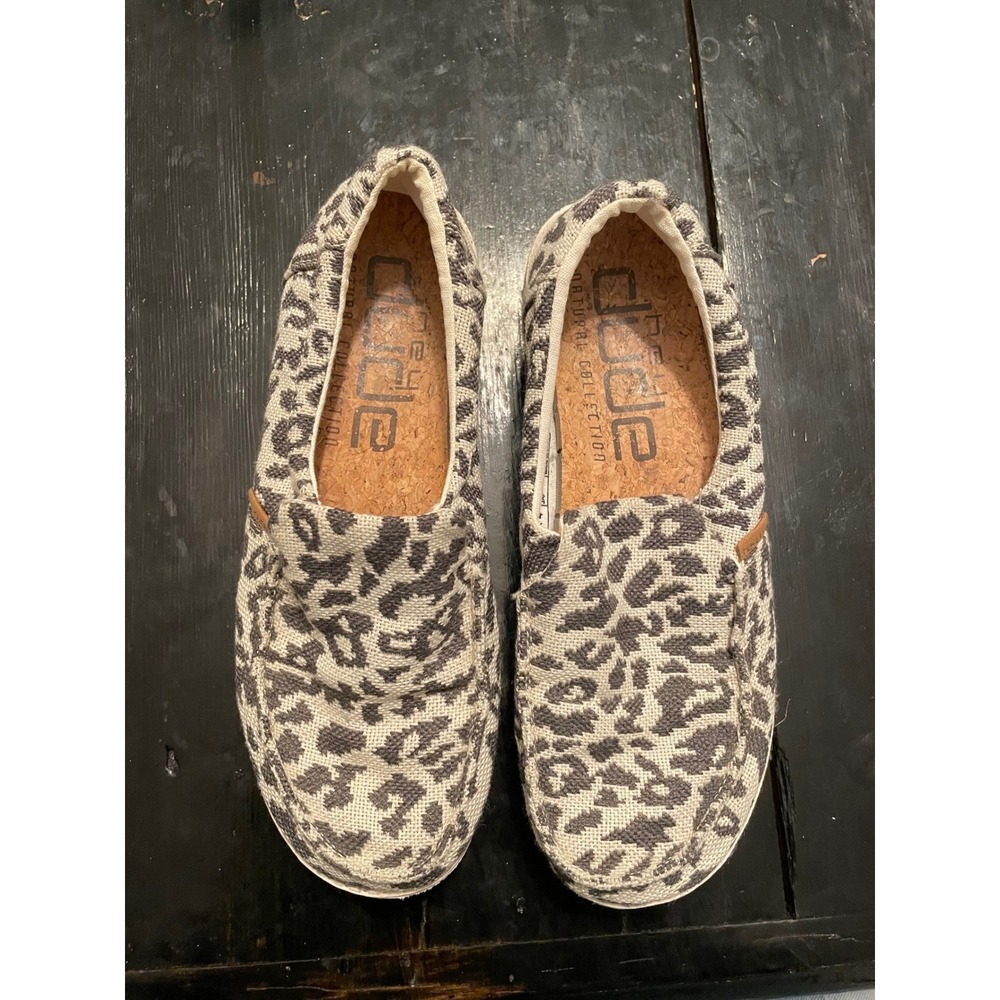 Hey Dude Misty Woven Cheetah Grey Slip On Shoes Women Size 6